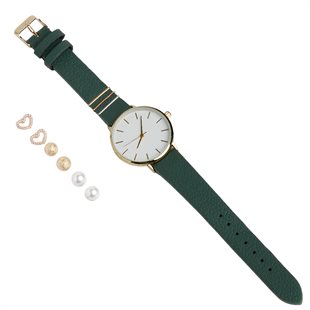 Комплект Айви: женские наручные кварцевые часы (1 шт.), набор сережек: серьги (3 пары) (1477685)